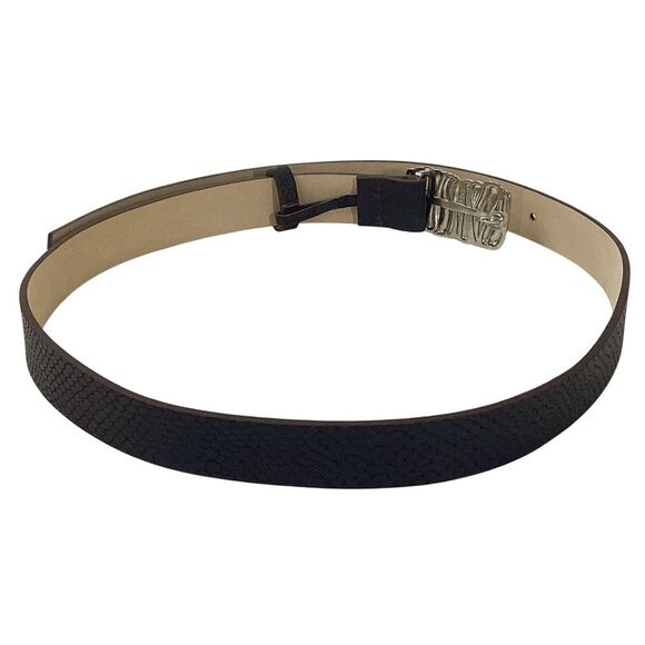 HEAVEN MAYHEM Size S Gaia Belt Brown Crocodile Embossed Leather Silver Buckle - Picture 5 of 9